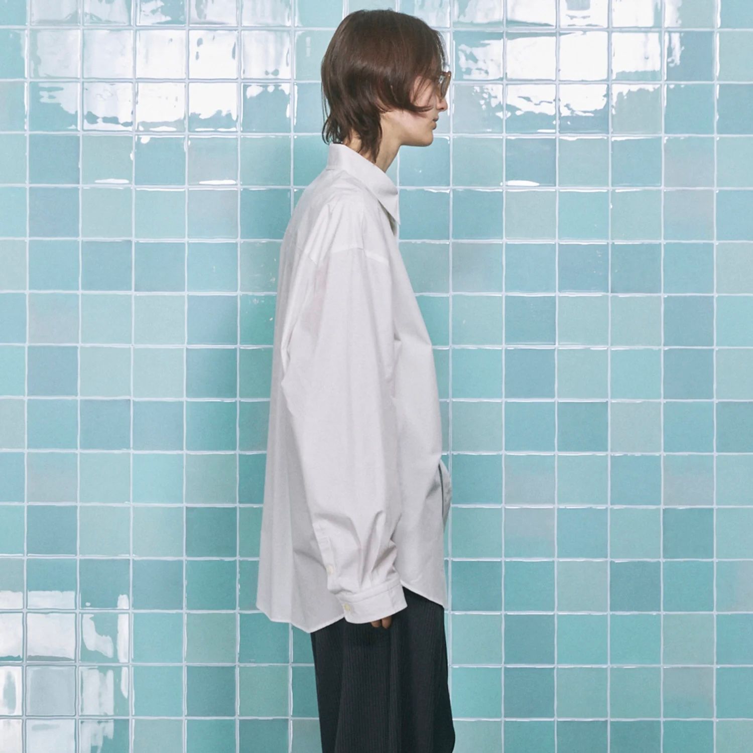 【残り一点】120 / 2 Suvin Cotton Typewriter Prime-Over Shirt