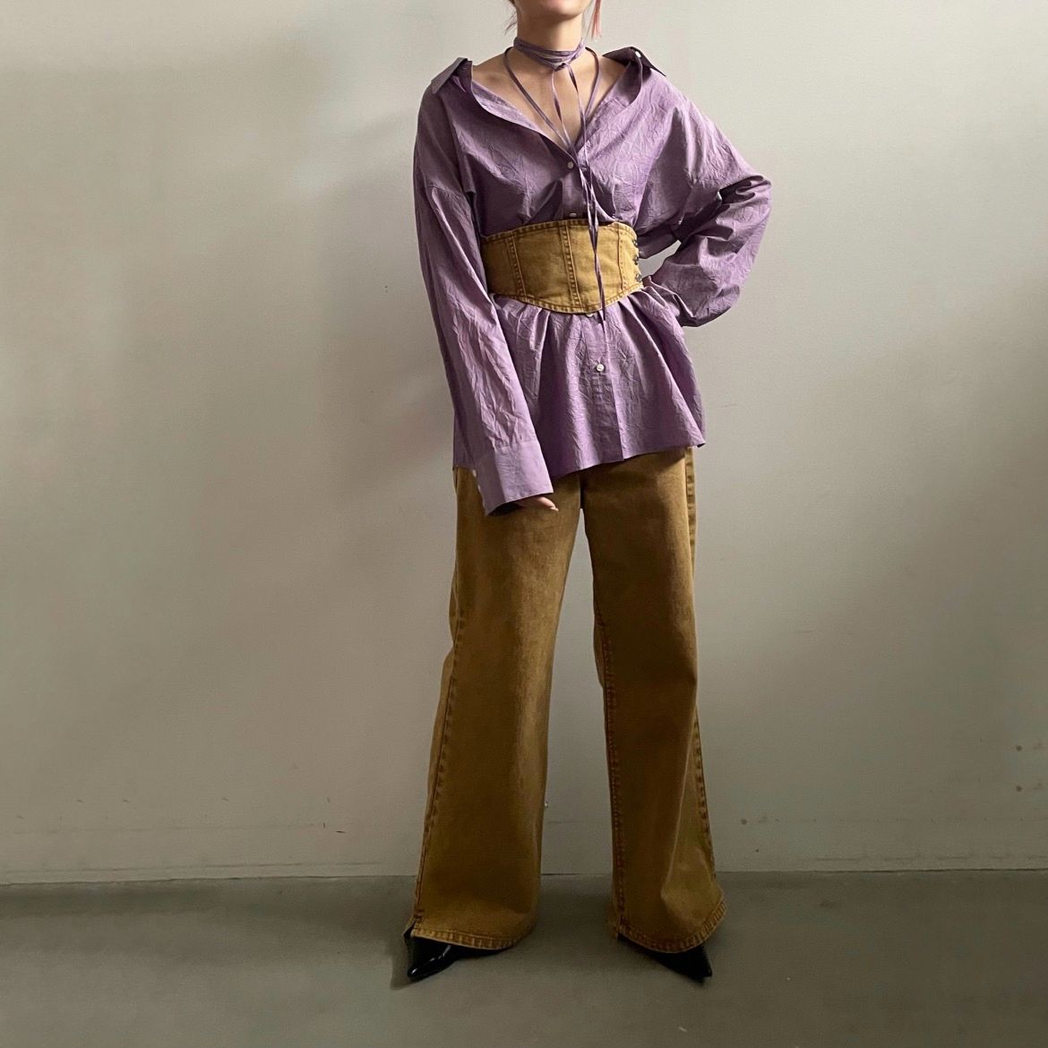 【残り一点】Corset with Wide Denim Pants