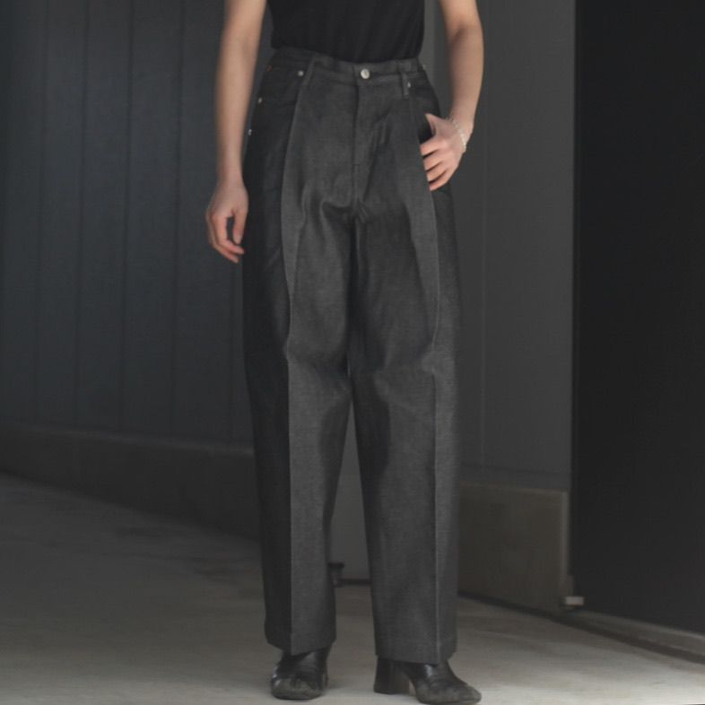 NEONSIGN - 【残りわずか】Wide Denim Slacks(BLACK RIGID