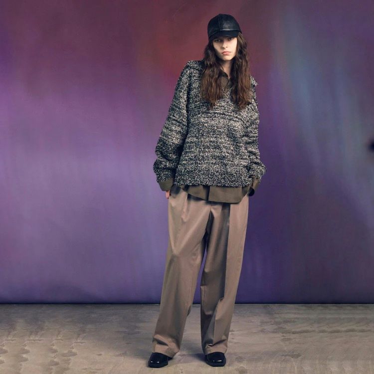 【残り一点】Mix Color Fancy Yarn Prime-Over Skipper Knit Pullover