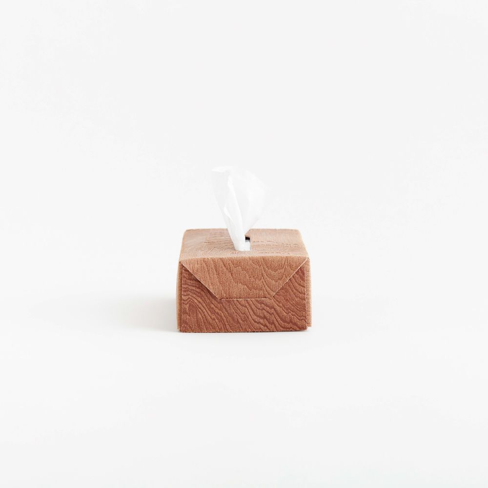 【残り一点】Plywood Leather Tissue Box Case