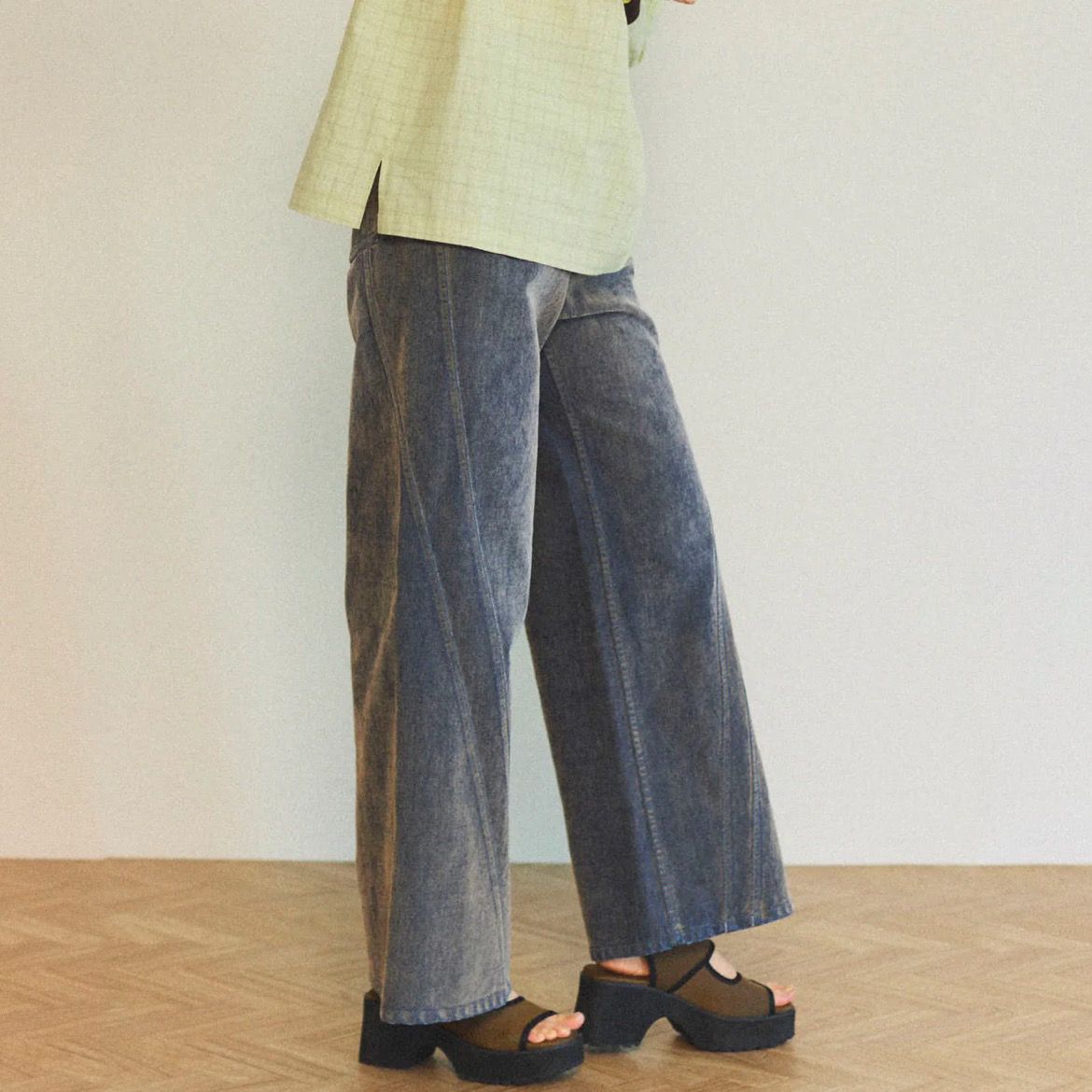 【残り一点】Wide Straight Flocking Denim Pants
