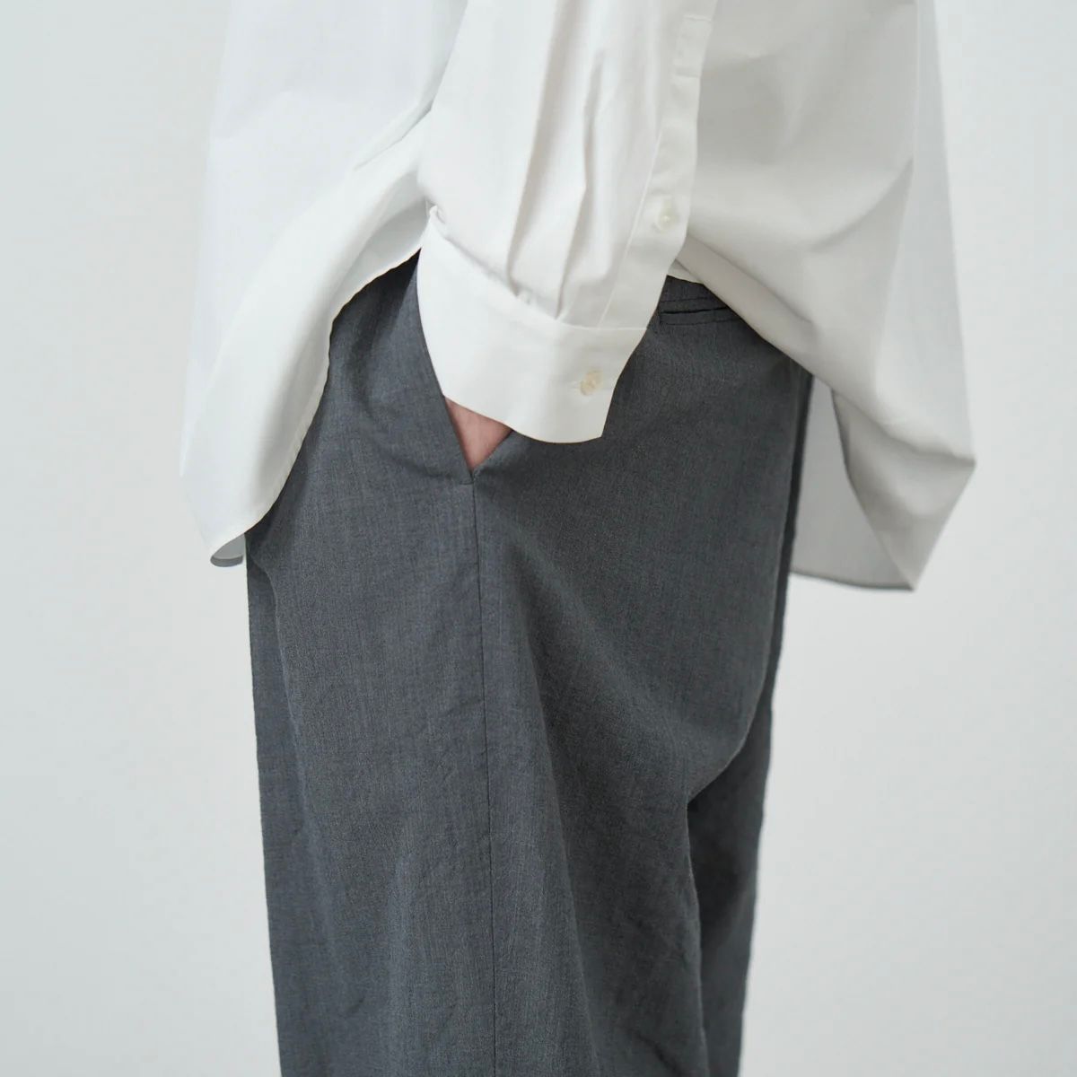 ATON - 【残り一点】Wool Washi Tropical Wide Easy Pants
