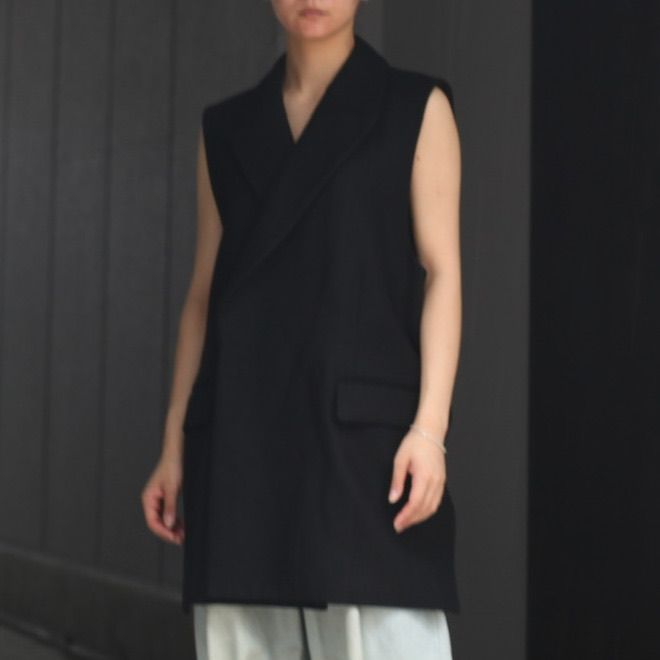 stain Oversized No Sleeve Jacket black トップス ベスト knobel.dental