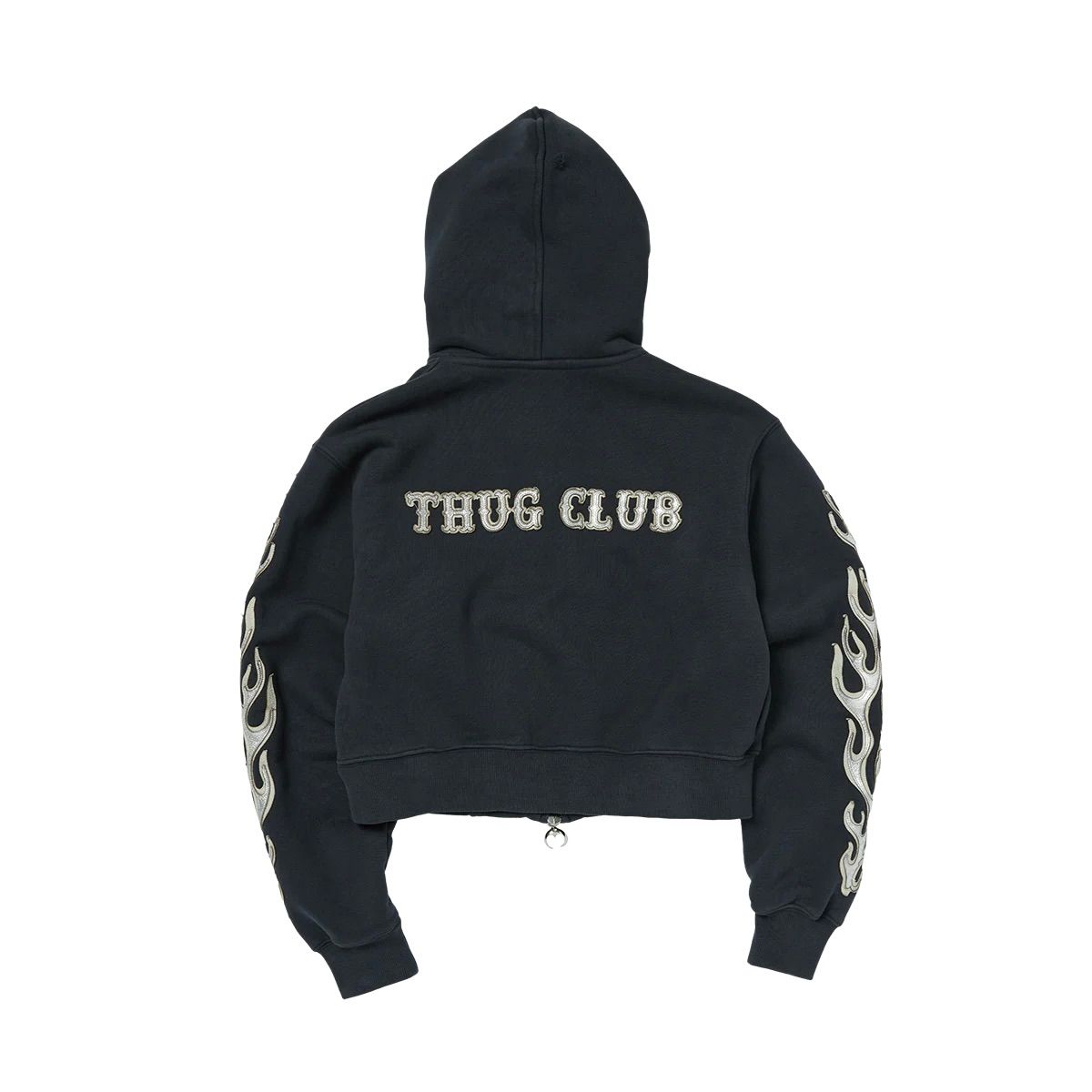 【残り一点】Leather Flame Cropped Hooded Zip Up
