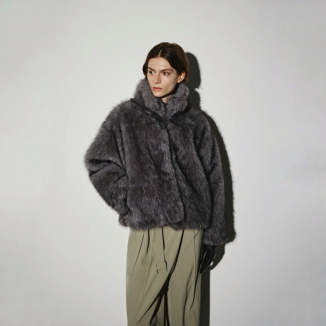 【残り一点】High Collar Faux Fur Jacket