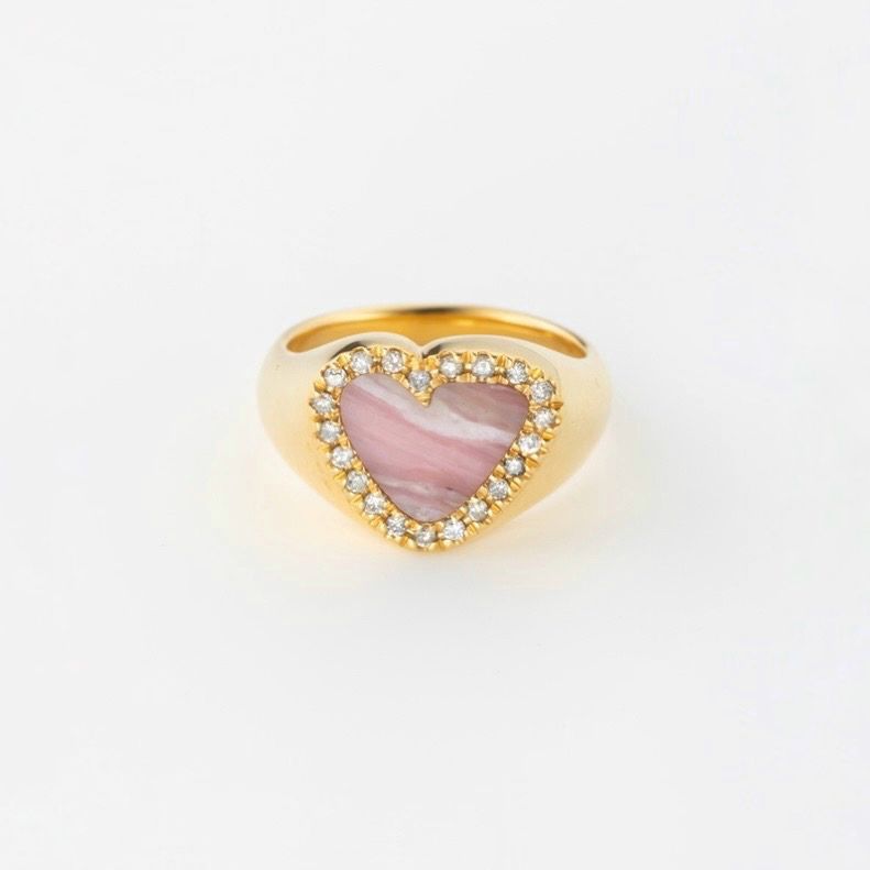 【お取り寄せ注文可能】Diamond Heart Stone Ring(PINK×GOLD)