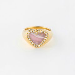【お取り寄せ注文可能】Diamond Heart Stone Ring(PINK×GOLD)