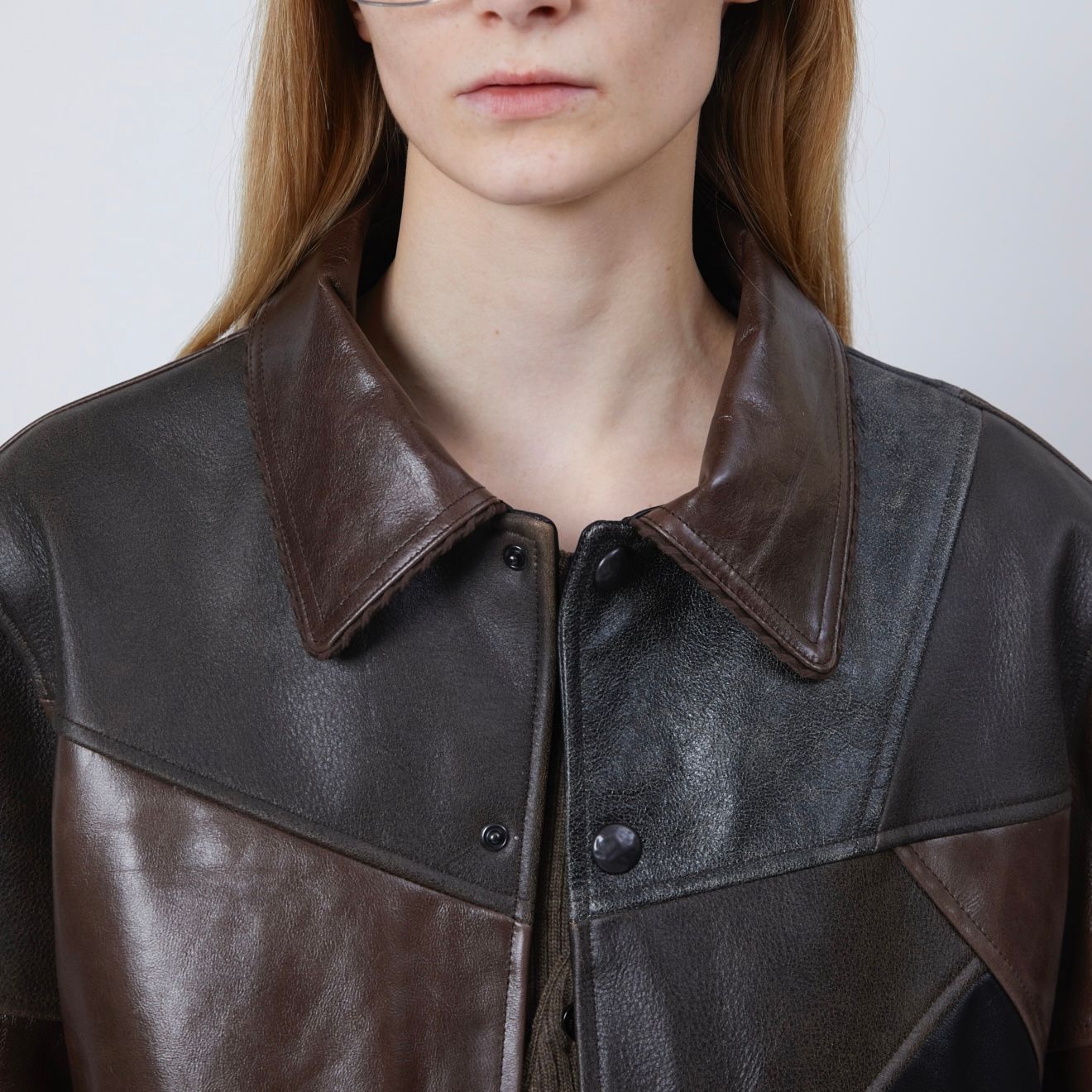【残り一点】Unisex Patchwork Leather Jacket