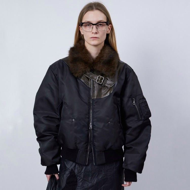 【残り一点】Fur Collar Leather Patch MA-1 Bomber