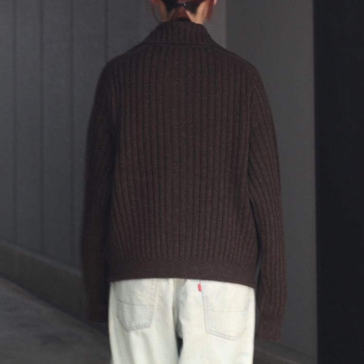 【残り一点】Wide Rib Highneck Zip Cardigan