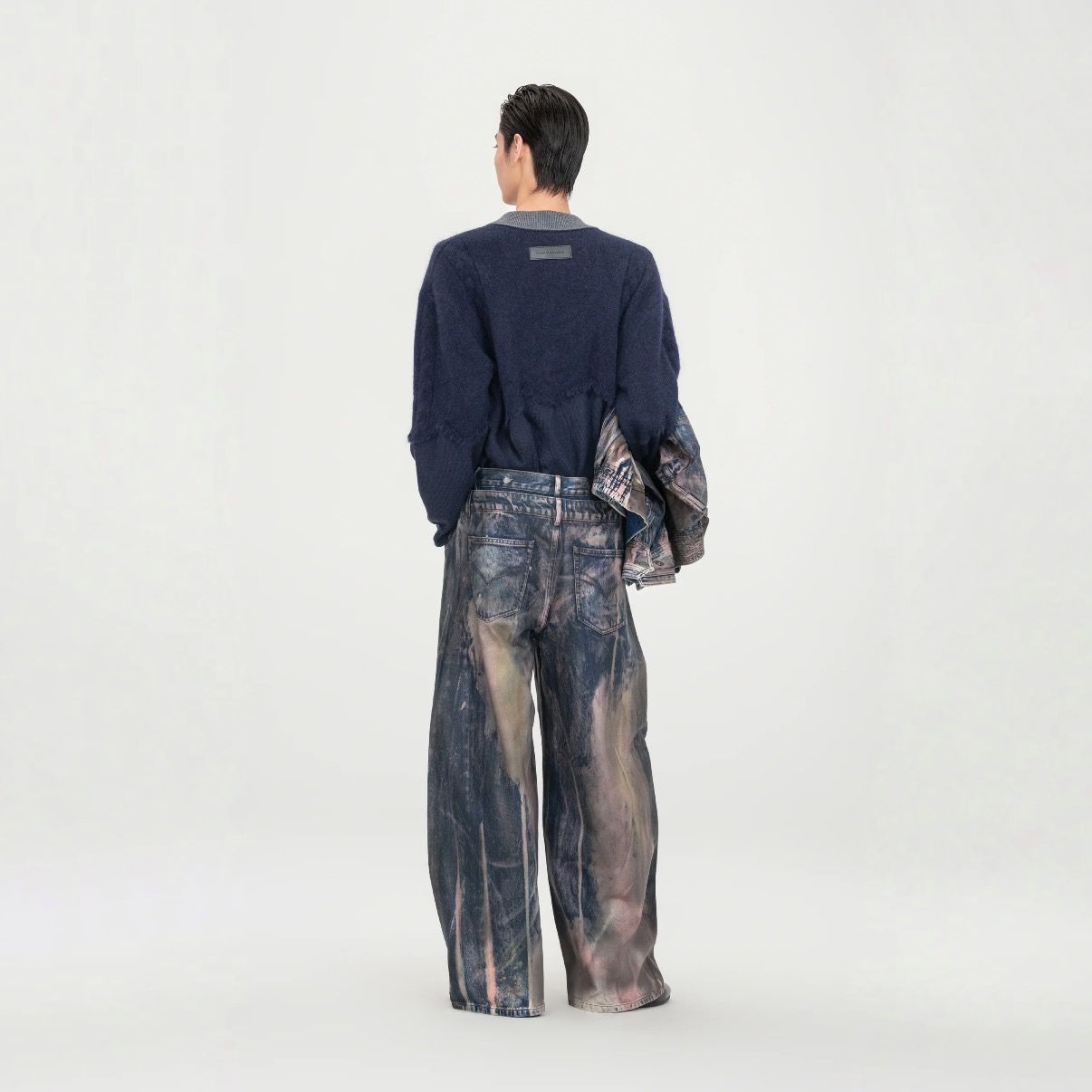 【残り一点】Brown Artistically Tie-Dyed Coated Denim Pants