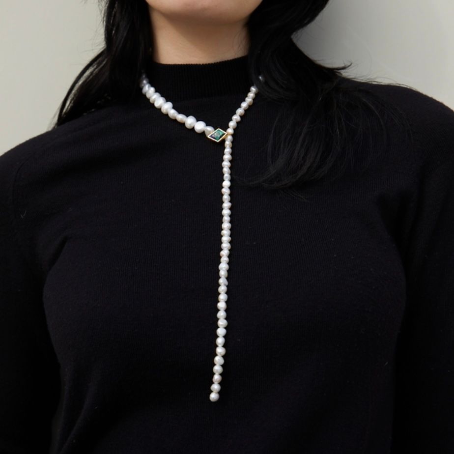 【お取り寄せ注文可能】Stone Hook Pearl Lariat Necklce
