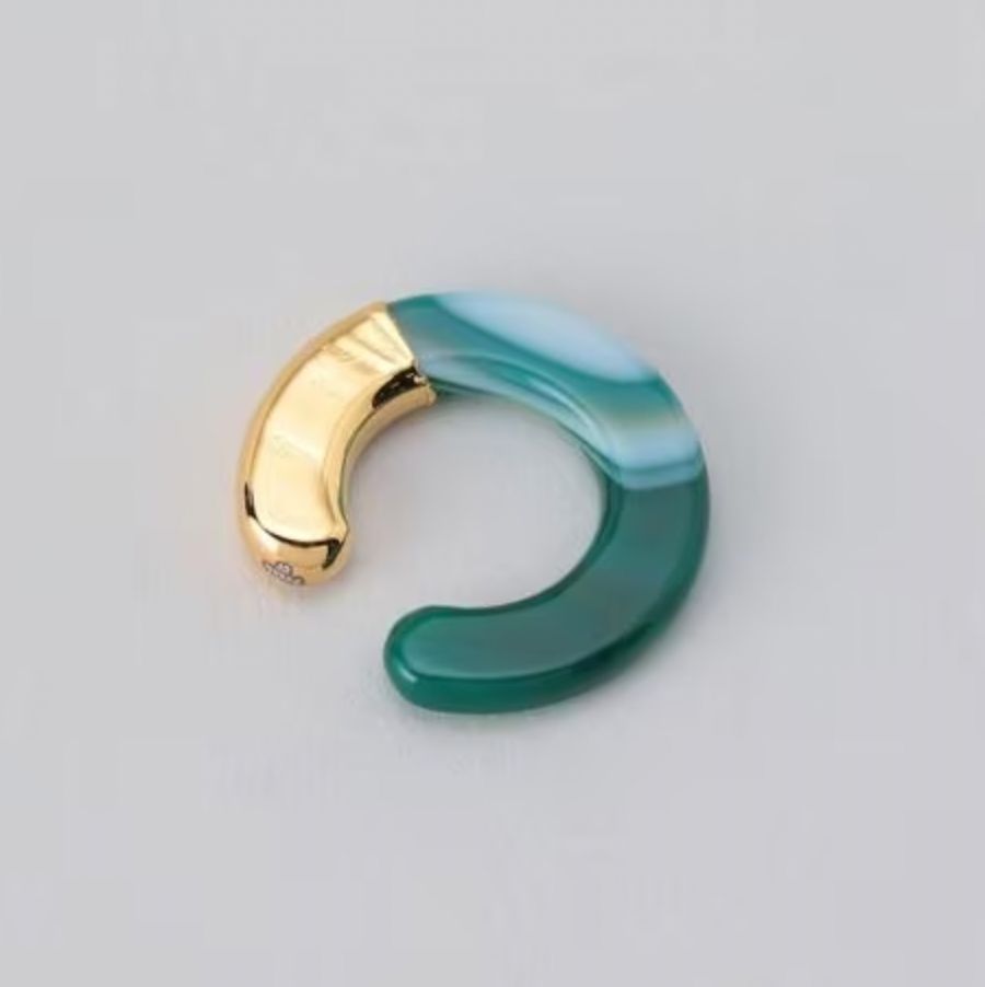 【お取寄せ注文可能】Ukishima Green Agate  Ear Cuff(片耳用）