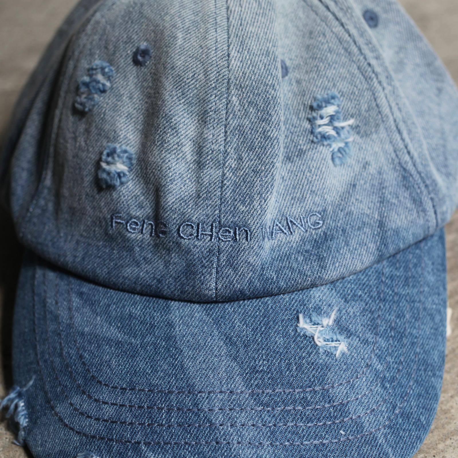 【残り一点】Blue Denim Washed Printed Baseball Cap