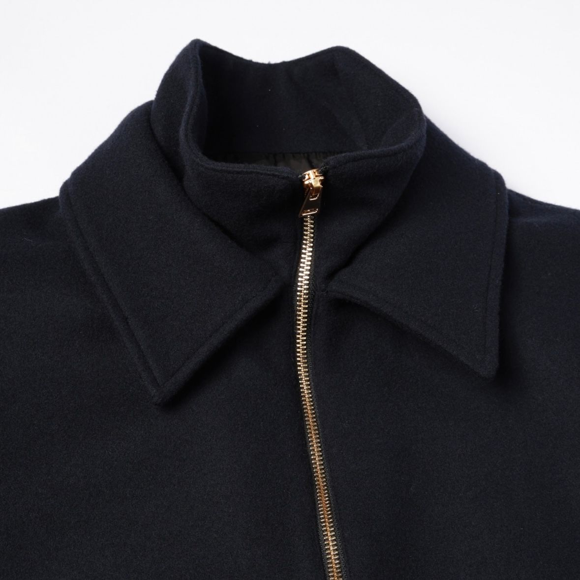 【残り一点】Lamb Wool Melton Double Collar Zip Up Jacket