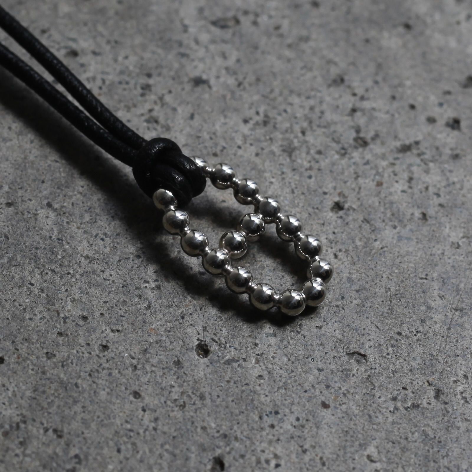 【残り一点】Ball Anchor Leather Necklace(BLACK LEATHER×SILVER)