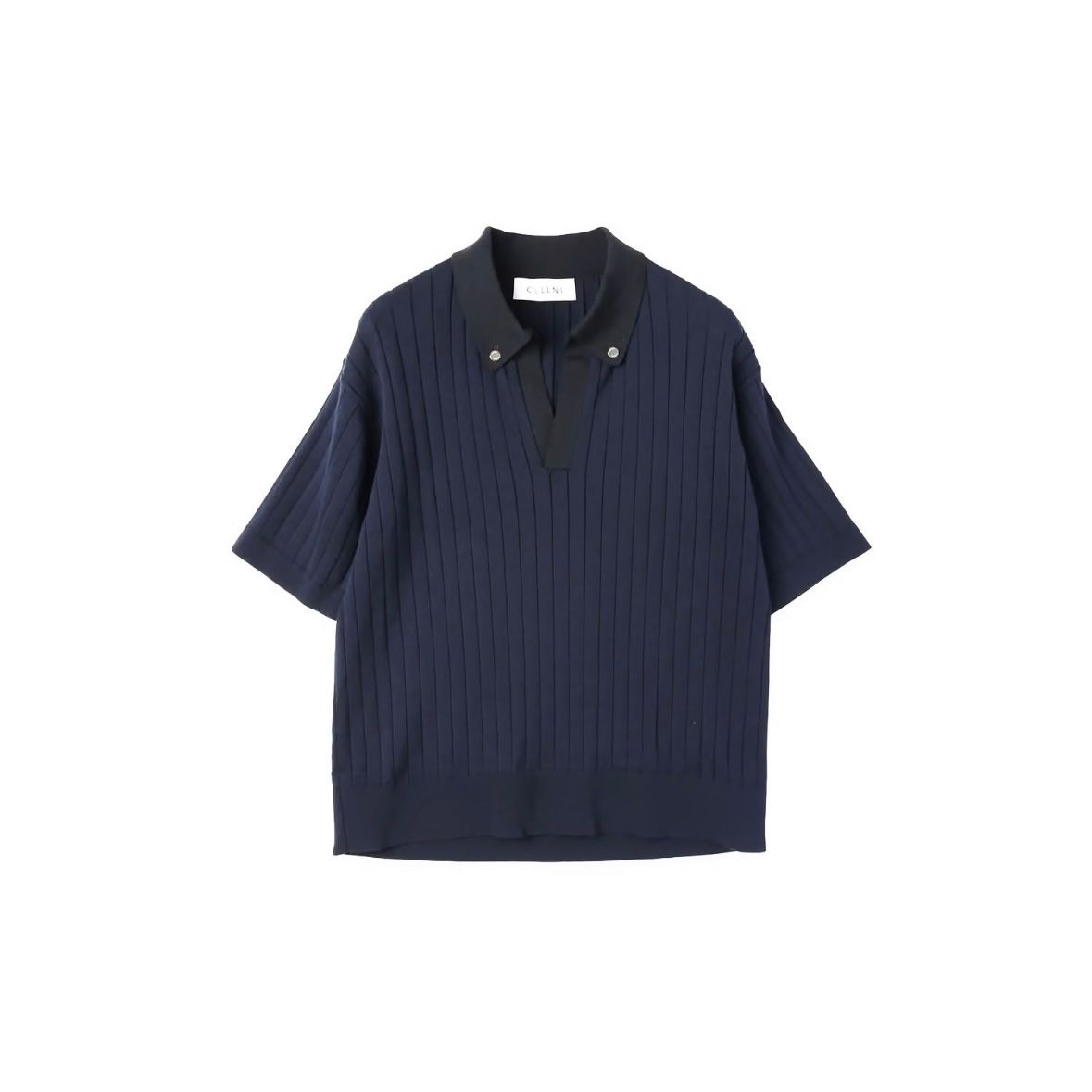 【残り一点】Wide Rib Skipper Collar Short Sleeve Knit