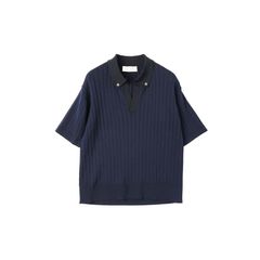 【残り一点】Wide Rib Skipper Collar Short Sleeve Knit