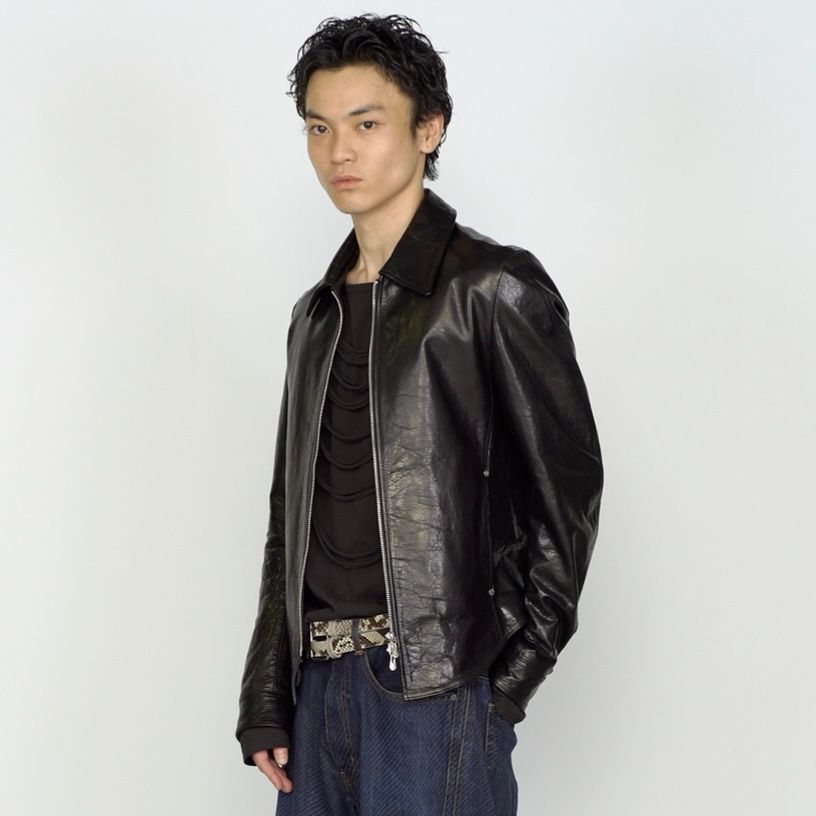【残り一点】Zip Up Leather Shirt