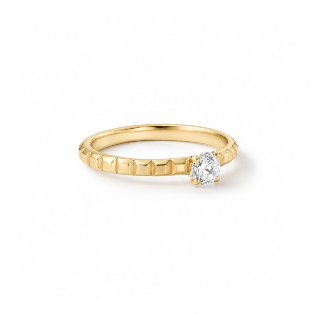 【お取り寄せ注文可能】Flat Studs Ring W / Dia(K18 YELLOW GOLD)
