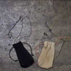 【お取り寄せ注文可能】Pleated Leather Drawstring Bag