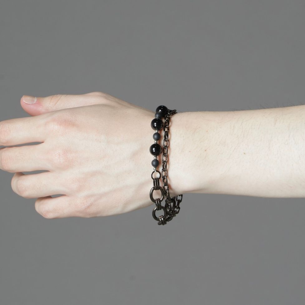【残り一点】Beads Chain Breacelet_A(BLACK)