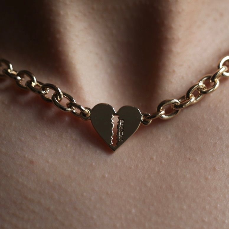 【残りわずか】Heart Razor Necklace_Small Link(GOLD_S)
