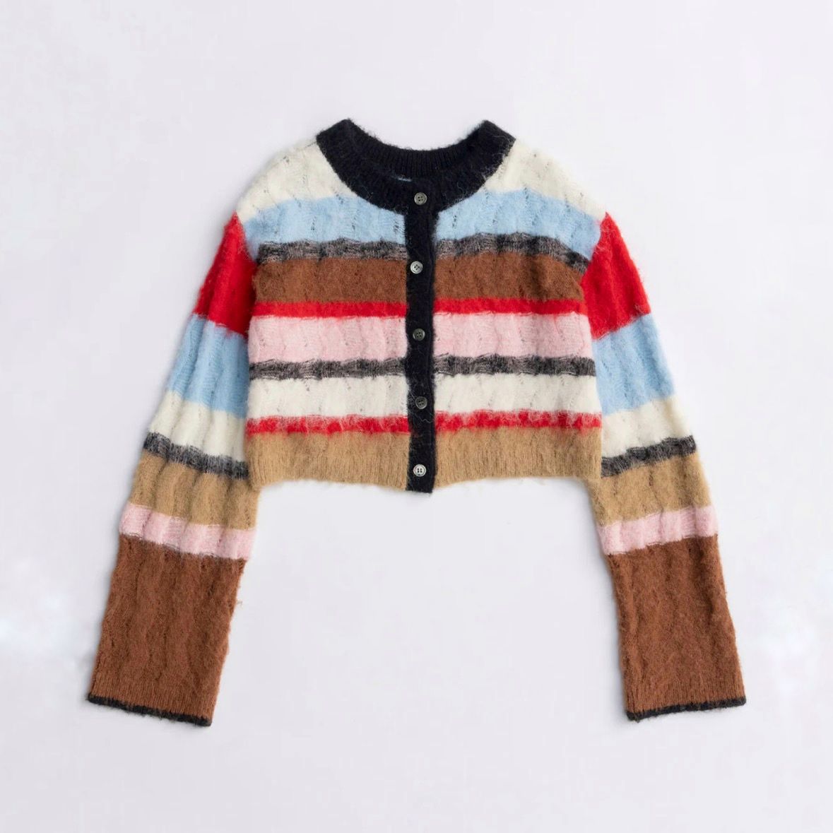 【残り一点】2way Neck Multi Border Knit Tops