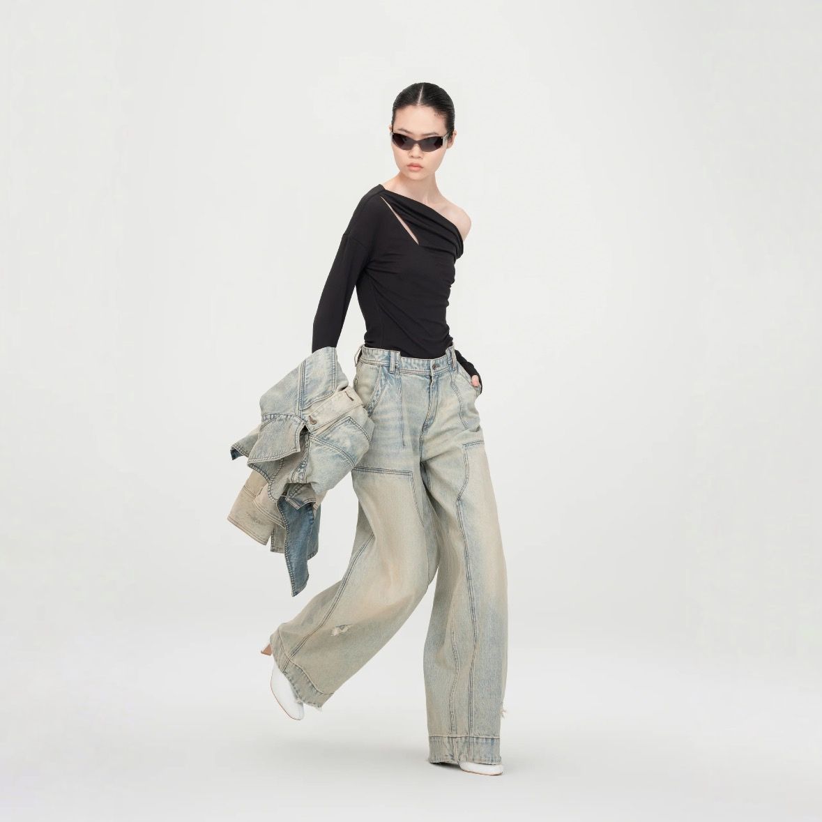 【残り一点】Washed Denim Deconstructed Cargo Jeans