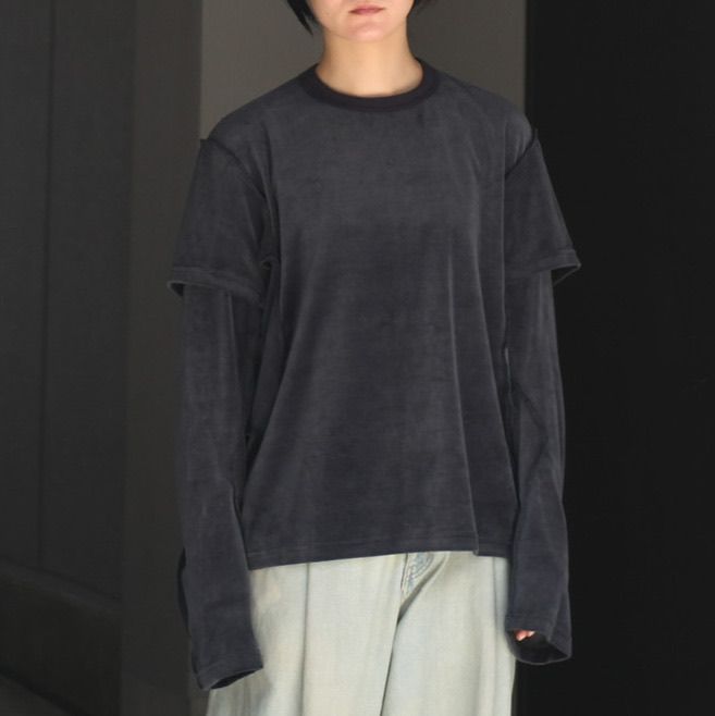 トップス nvrfrgt Double Layer Long Sleeve T-shirt NVRFRGT - 【残りわずか】Velour Double Layer Long Sleeve T