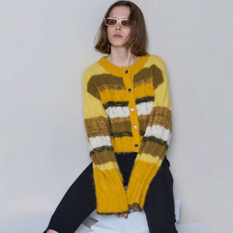 【残り一点】2way Neck Multi Border Knit Tops