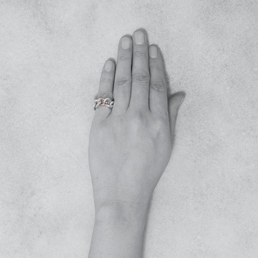 【お取り寄せ注文可能】Curb Chain ID Ring(10K GOLD×WHITE)