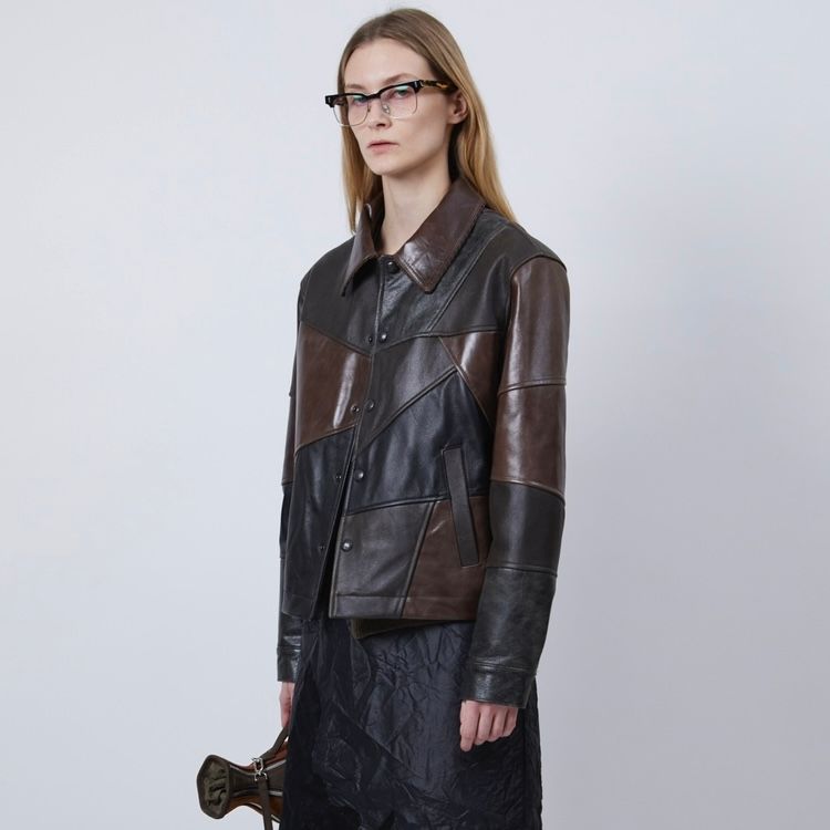 【残り一点】Unisex Patchwork Leather Jacket