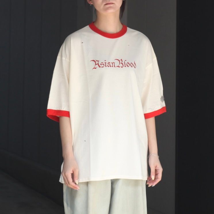 【残り一点】Distressed Trim T-shirt(ASIANBLOOD)