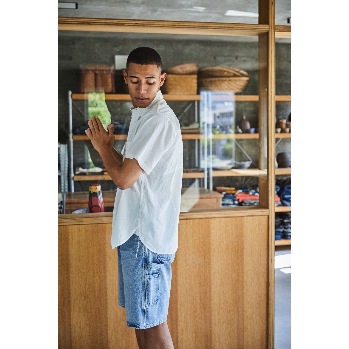【残り一点】Short Sleeve White Chambray Work Shirt