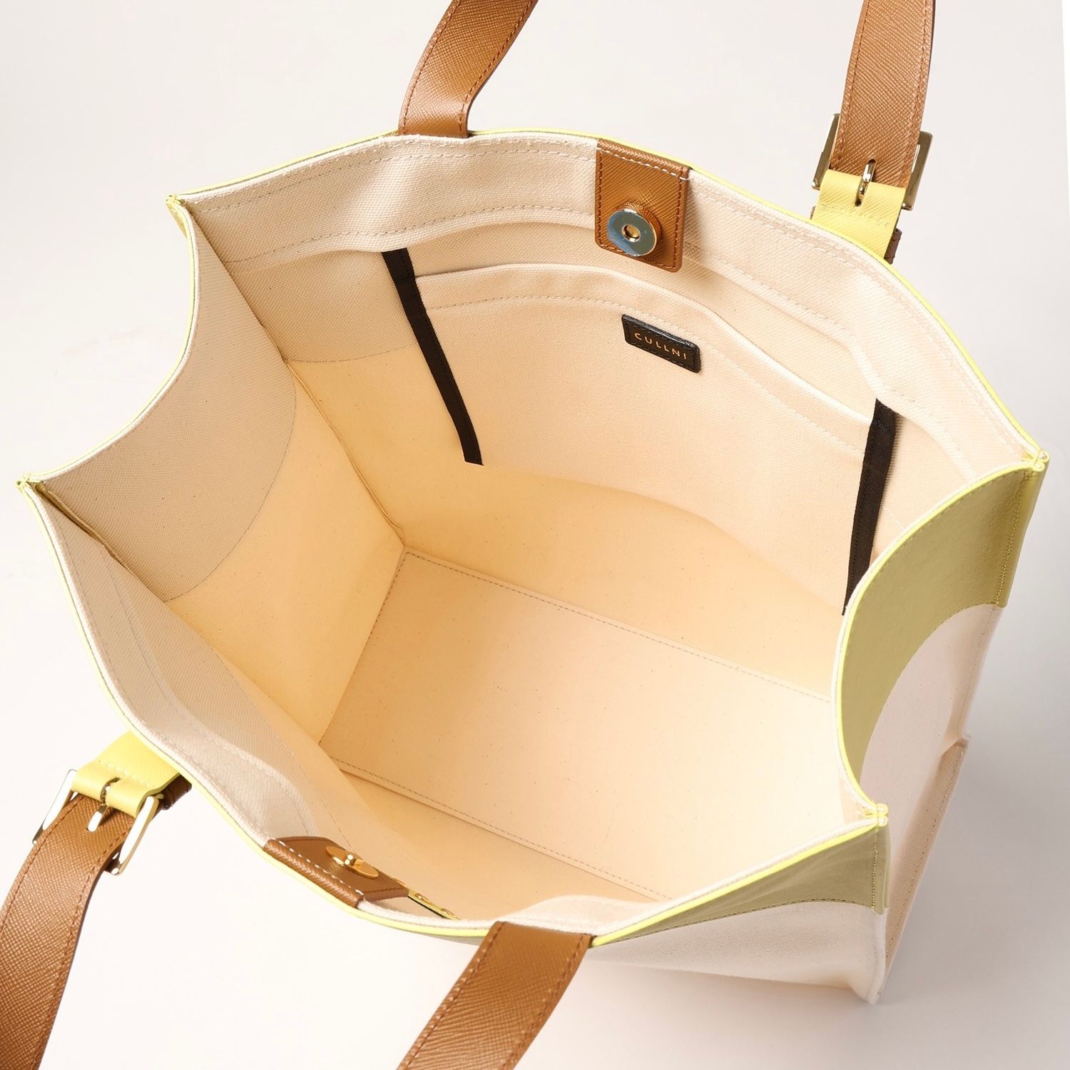 CULLNI - 【残り一点】Belt Handle Leather&Canvas Combination Tote ...