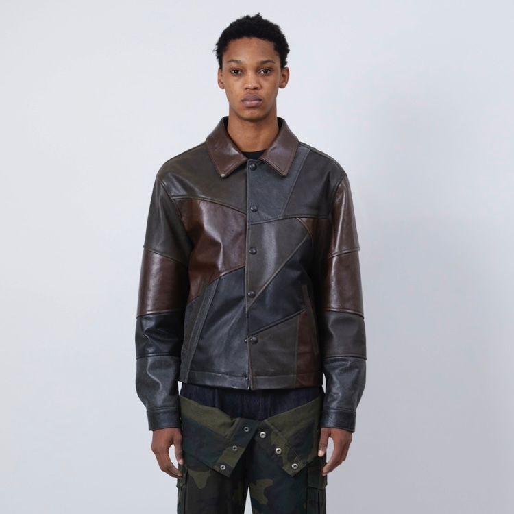 【残り一点】Unisex Patchwork Leather Jacket