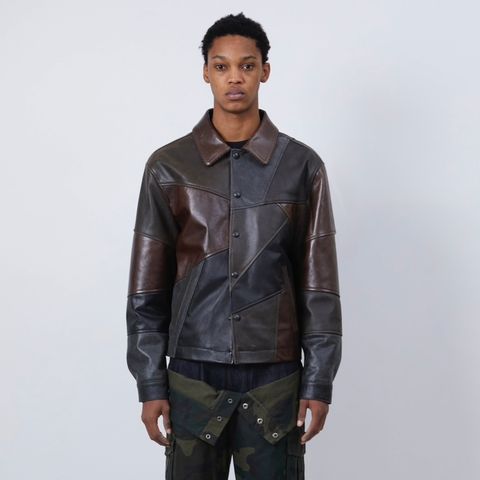 【残り一点】Unisex Patchwork Leather Jacket