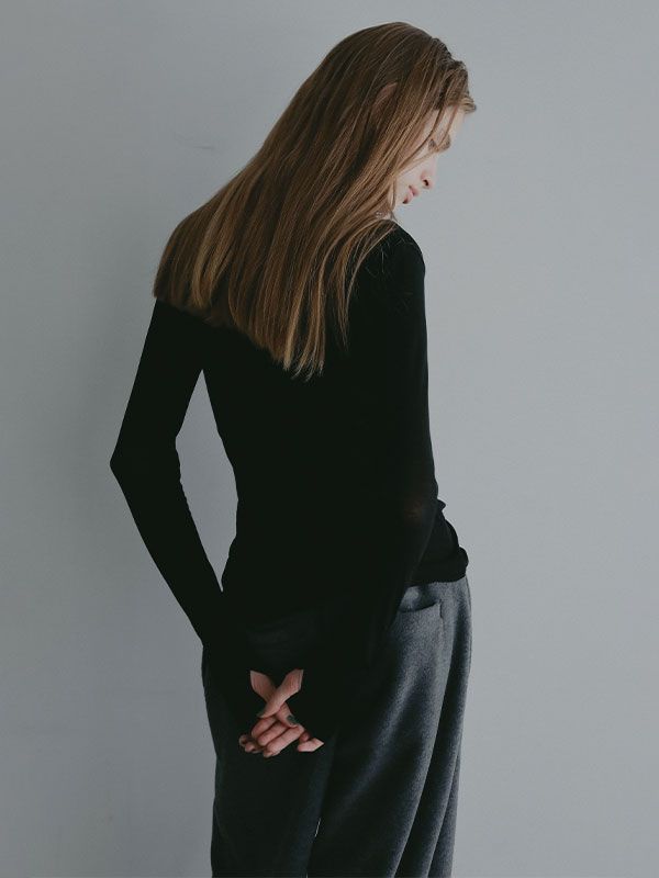 バーサタイルハイネックシアーロンTee ( BLACK)