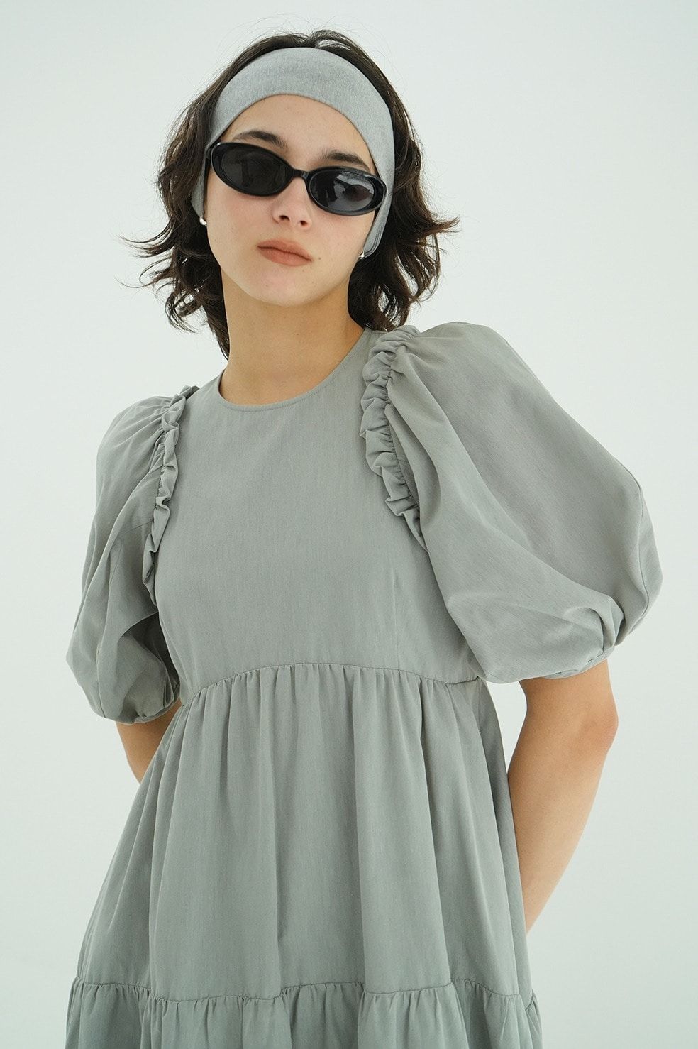バルーンフリルワンピース -  BUBBLE FRILL ONEPIECE (MOSS GREEN)
