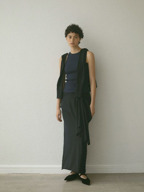 2ピース ニットIラインスカート - NAVY