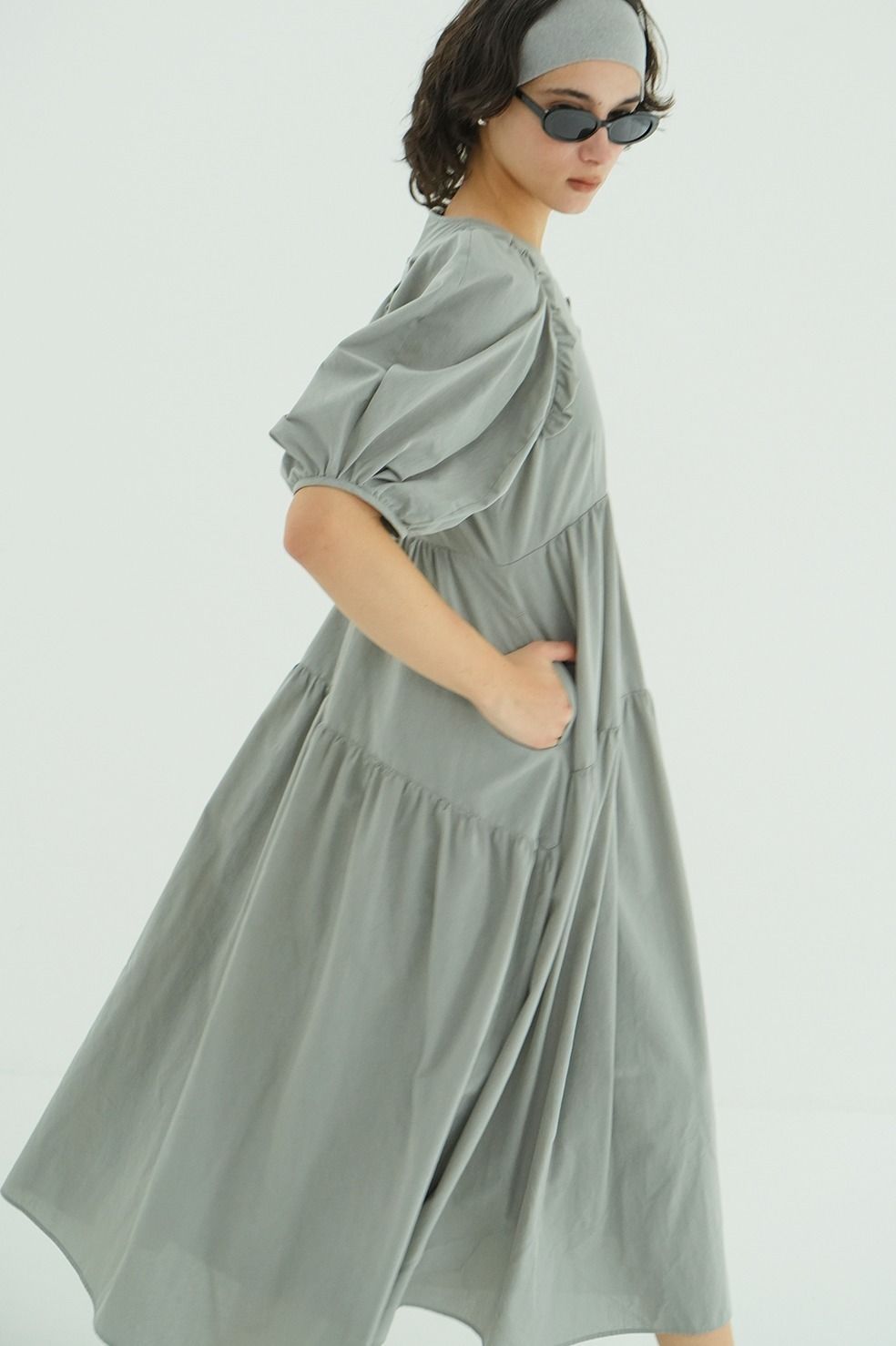 バルーンフリルワンピース -  BUBBLE FRILL ONEPIECE (MOSS GREEN)