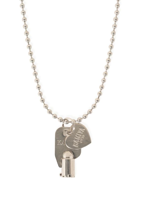 KEY CHARM LTHR NECKLACE - キーチャームレザーネックレス - SILVER