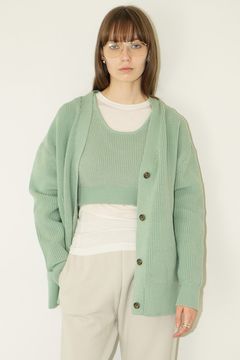 BUSTIER SET KNIT CARDIGAN - MINT - カーディガン ショートビスチェ セット