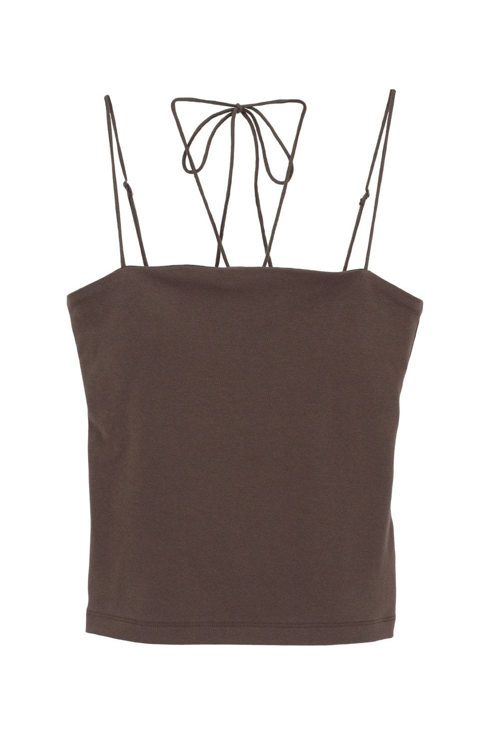 ベアトップ -  THIN CORD HALTER NECK TOPS (BROWN)