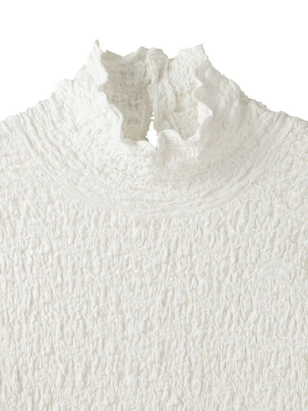クレープギャザーショルダートップス - WHITE