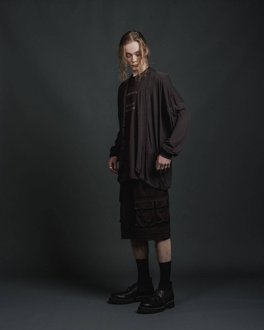 天竺 ショーツ - jersey baggy short - BLACK