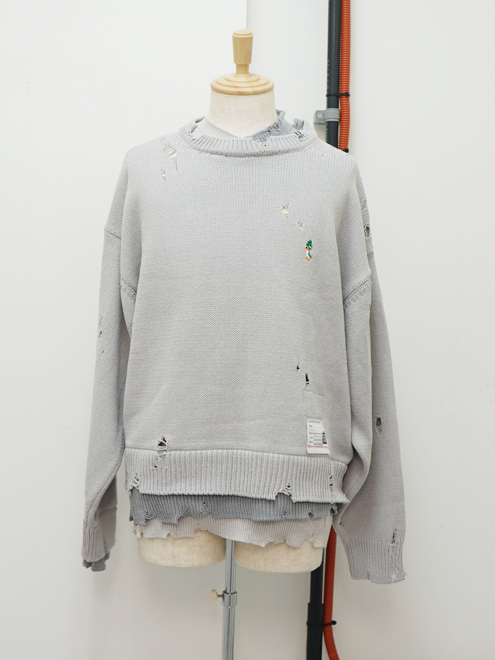 ブリーチドハーフジップフーディ - Bleached Half Zip Hoodie (GREY)