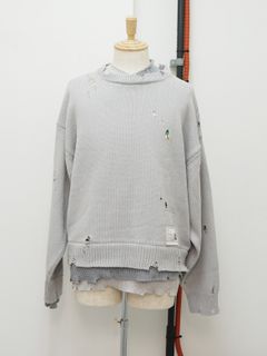 ブリーチドハーフジップフーディ - Bleached Half Zip Hoodie (GREY)